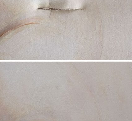 Conservation and restoration of accidental damage to a contemporary work dated1995.