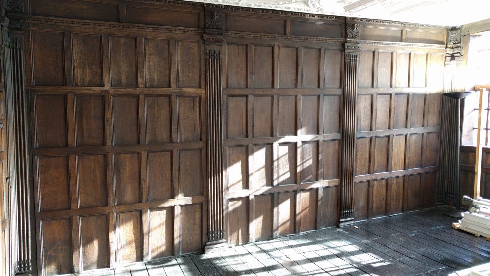 17th century oak panelling, in main first floor public room at Bessie Surtees House (north-east regional headquarters) for Historic England, Newcastle-upon-Tyne