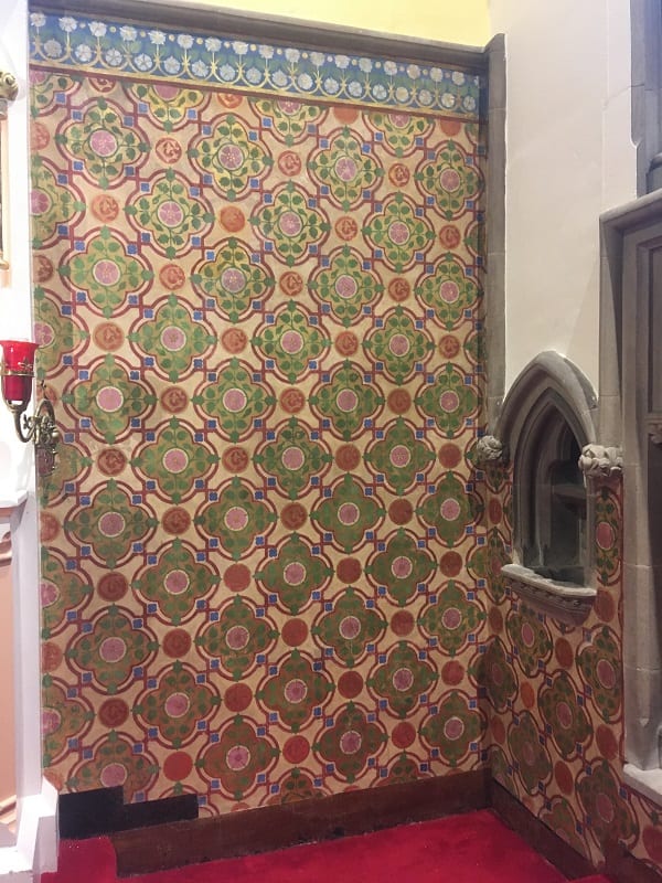 St Elizabeth’s Church (Minsteracres, Northumberland), Chancel – conservation and restoration of Victorian stencil scheme.