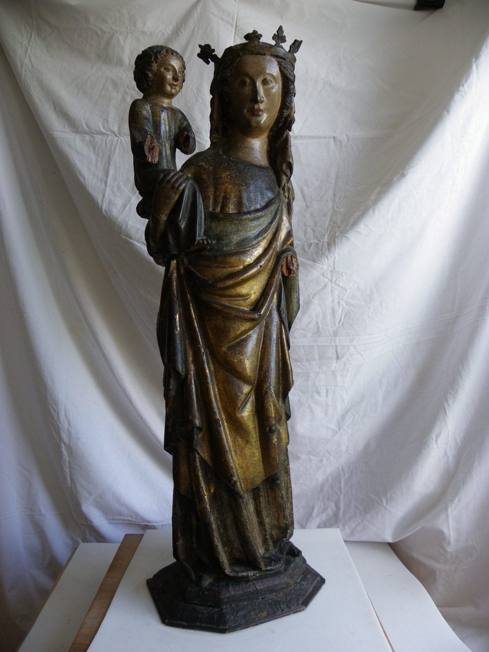 Madonna and Child, European, hardwood, polychrome and gilding, Lower Rhine, 1360-90, height 93 cm