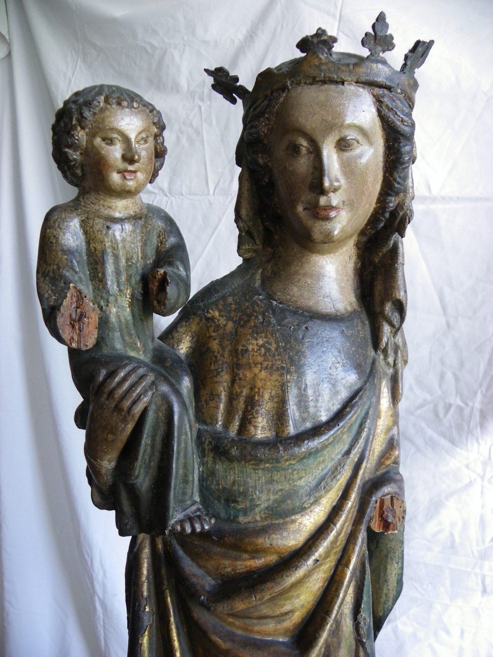 Madonna and Child, European, hardwood, polychrome and gilding, Lower Rhine, 1360-90, height 93 cm