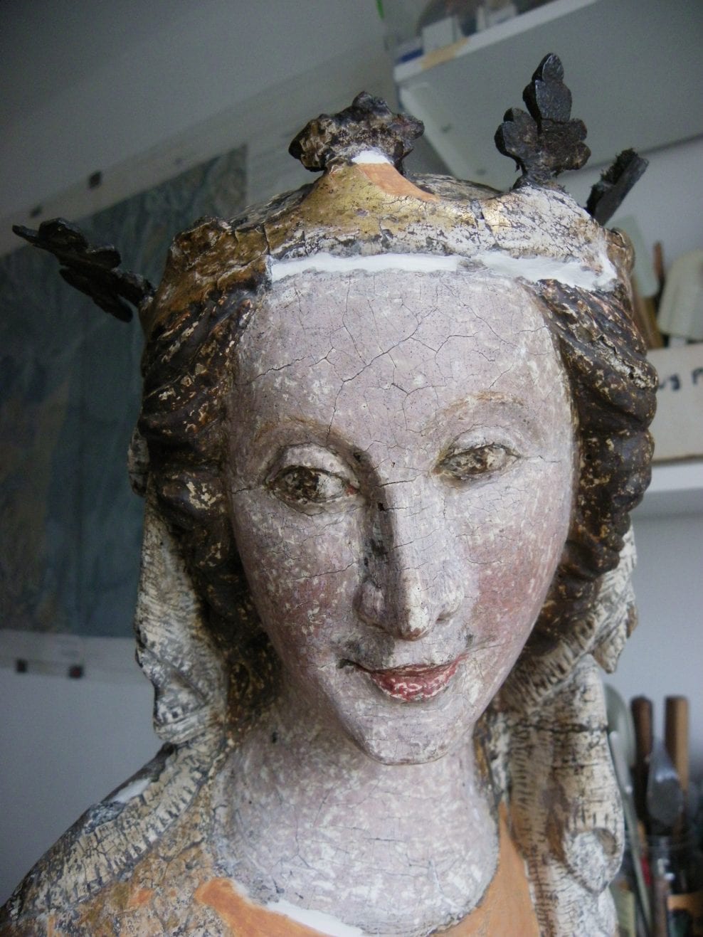 Madonna and Child, European, hardwood, polychrome and gilding, Lower Rhine, 1360-90, height 93 cm