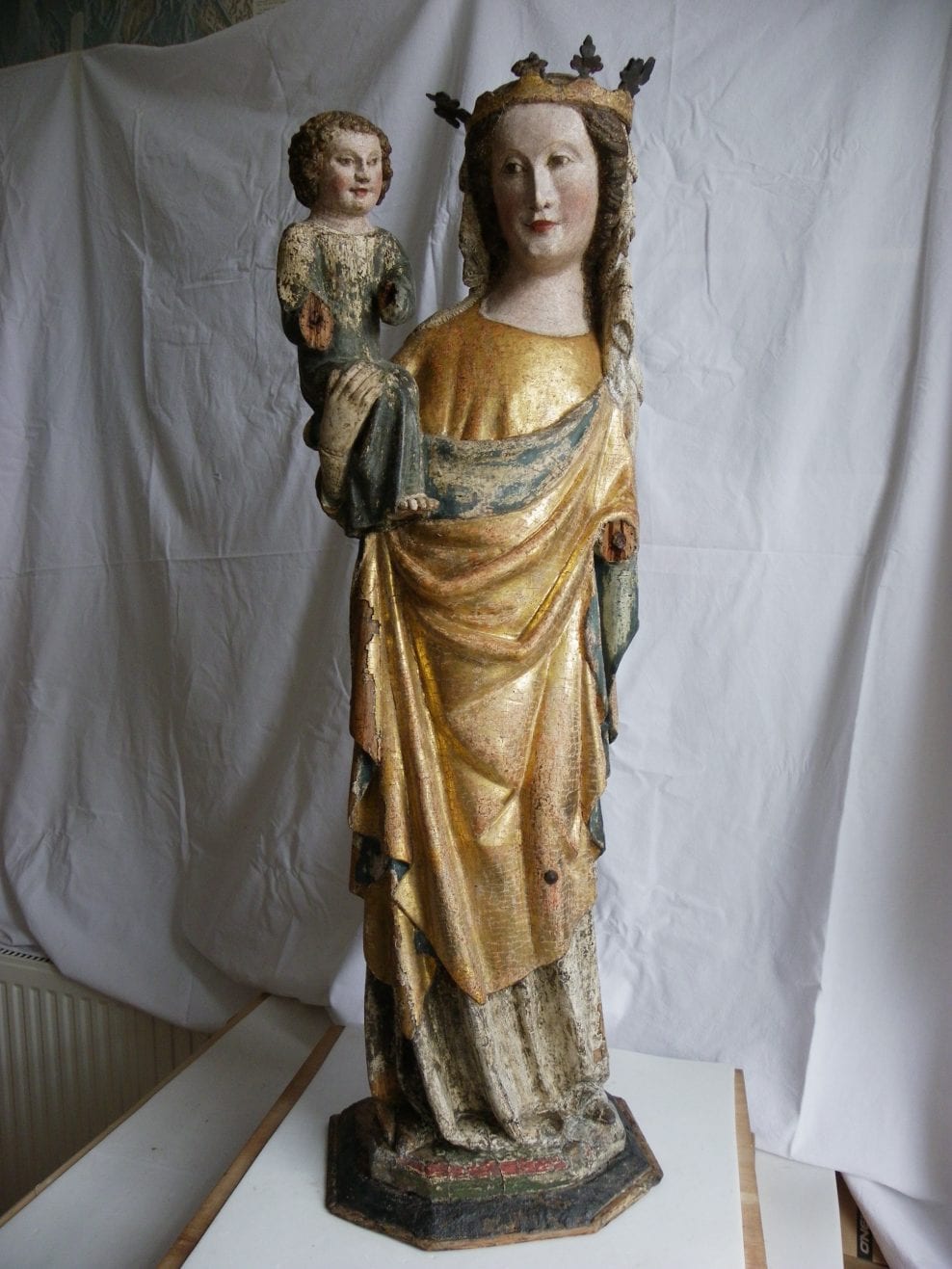 Madonna and Child, European, hardwood, polychrome and gilding, Lower Rhine, 1360-90, height 93 cm