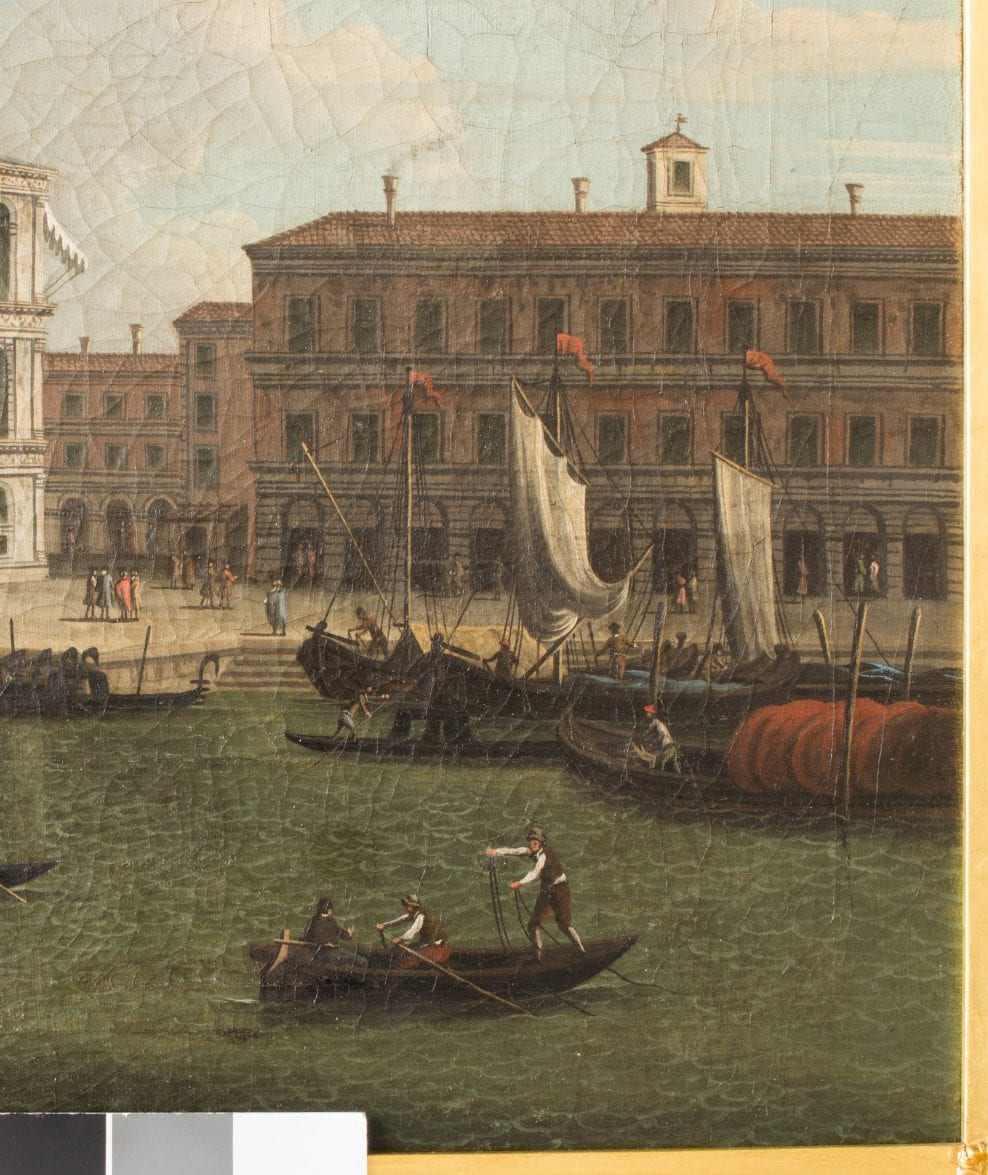 Painting, oil on canvas, style of Canaletto, A View of the Rialto Bridge