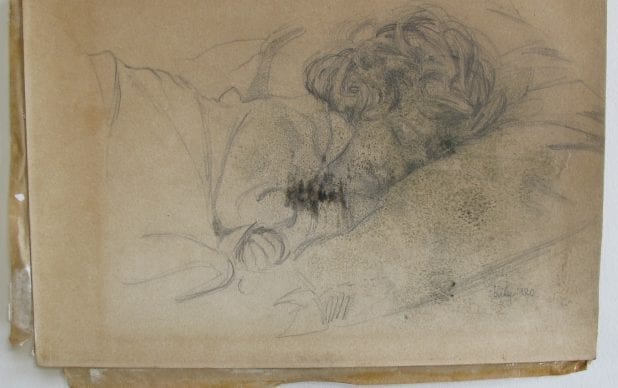 Conservation of a pencil drawing of a sleeping child