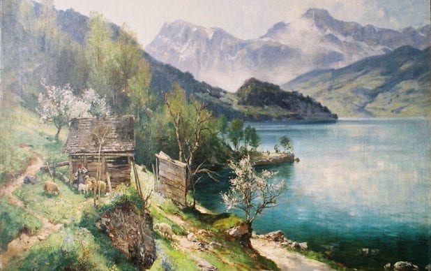 Conservation/restoration of 'View of a Lake' by Jacques Matthias Schenker