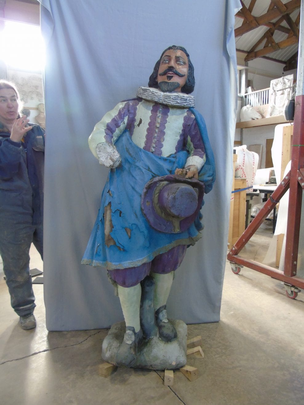 Inital workshop inspection of surface polychromy found on statue of John Cowane statue in February 2019