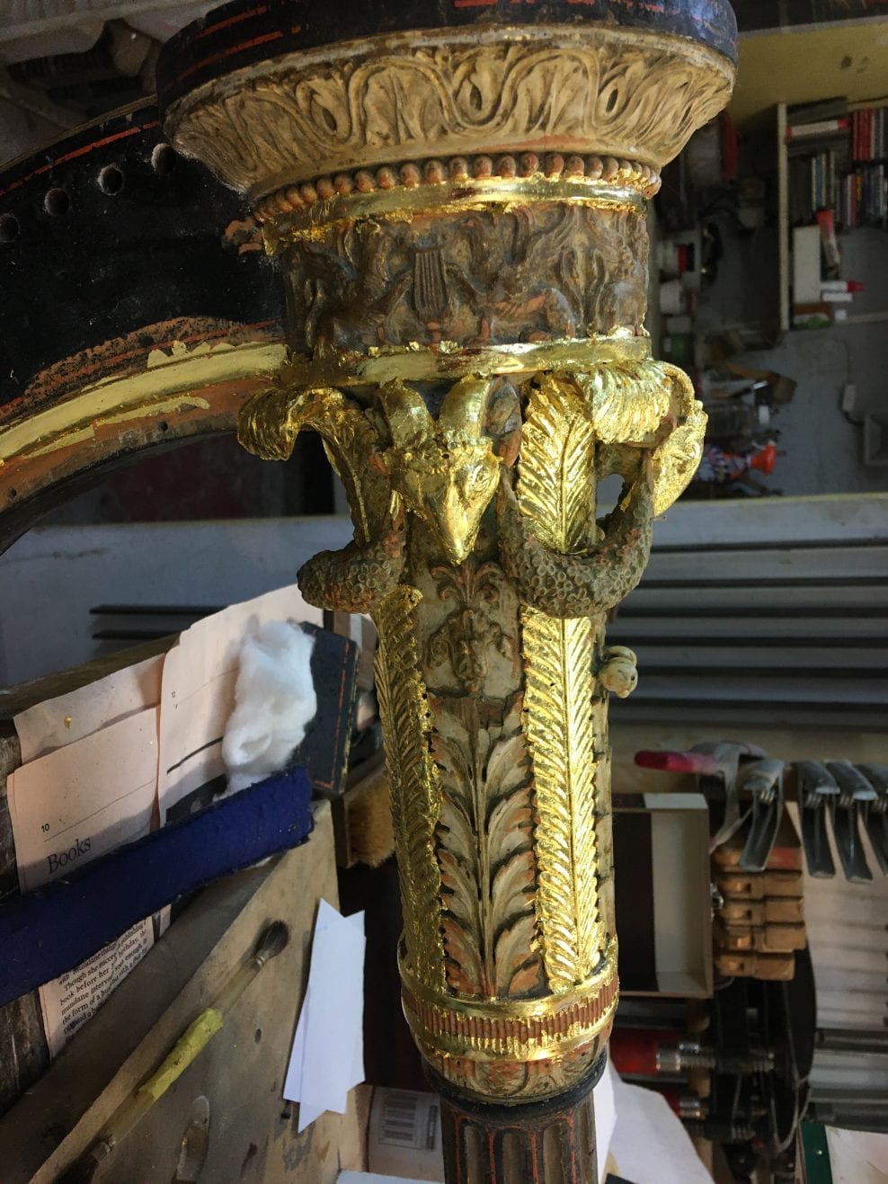 Erhard, 19th Century single action harp – uncovering its original decorative scheme