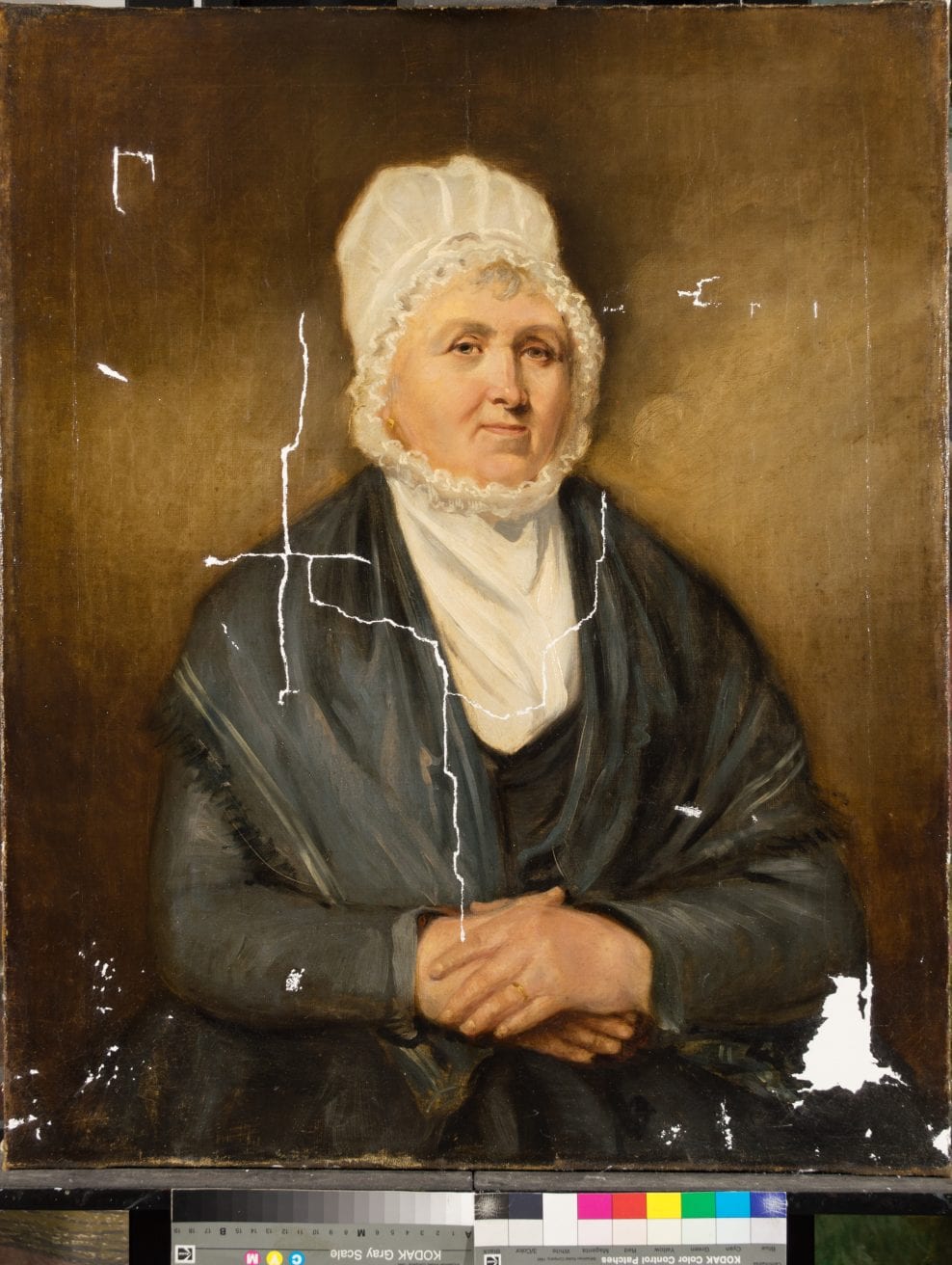 ‘The Dock Master’s Wife’ by unknown artist (c. 1870) from the Hull Maritime Musem. Oil on canvas. Conservation was carried out in 2019 and was funded by the National Lottery Heritage Fund as part of the ‘Hull: Yorkshire’s Maritime City’ (HYMC) project