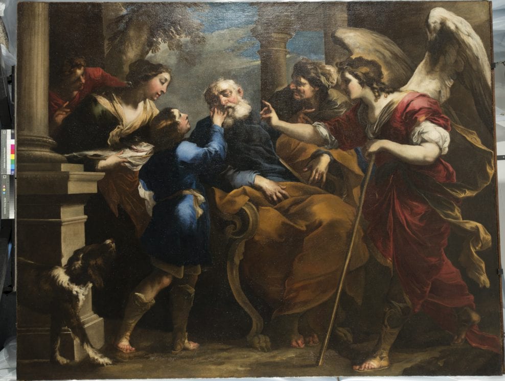 ‘Tobias Healing the Blind Tobit’ by Valerio Castello (1650) from the Ferens Art Gallery, Hull. Oil on canvas. Conserved and restored with Art Fund support in 2017