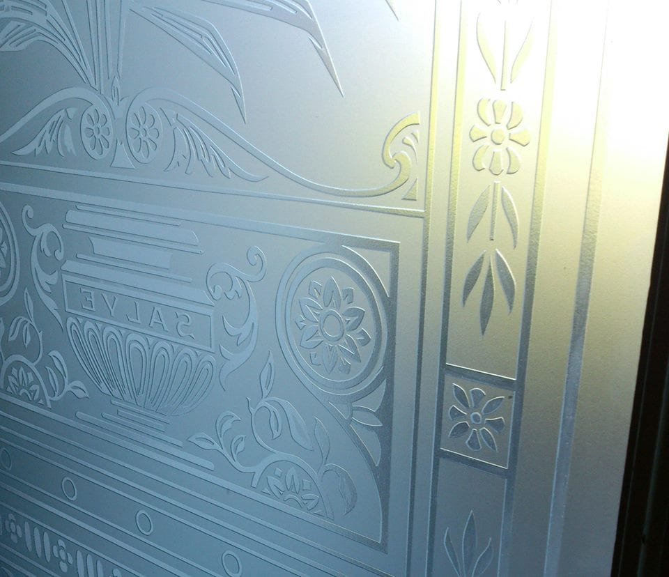 Large etched Victorian front door