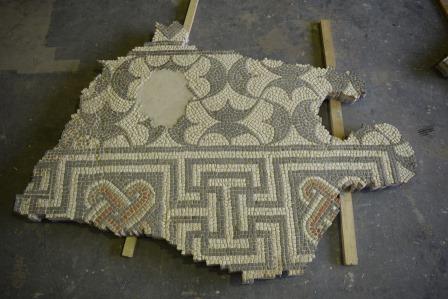 A section of mosaic after conservation