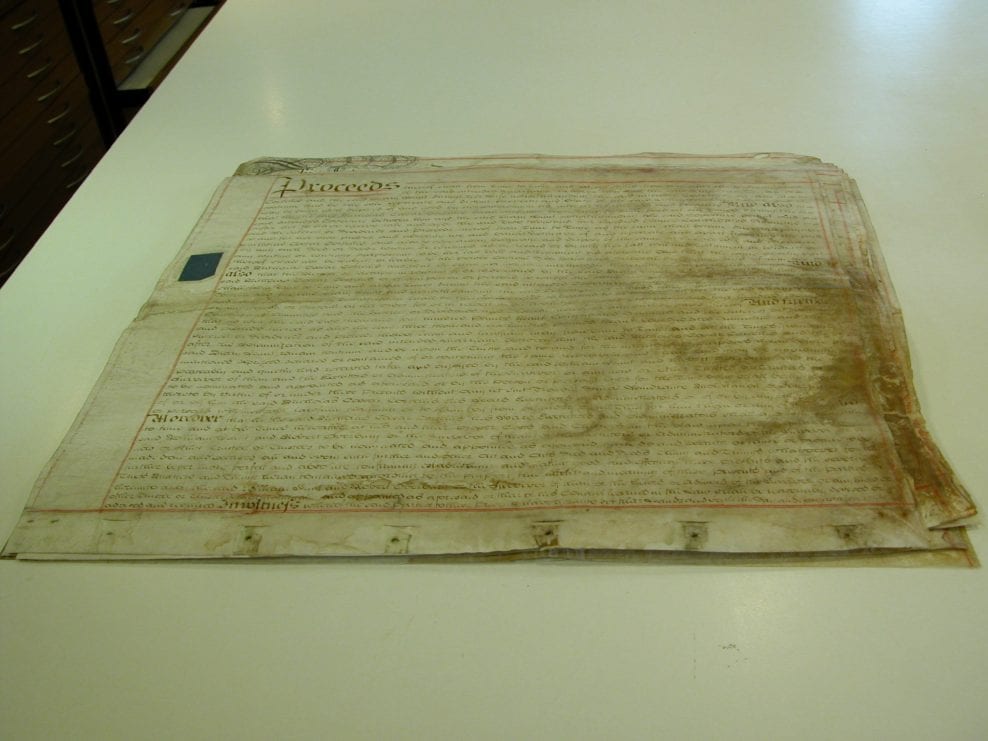 Parchment documents after conservation