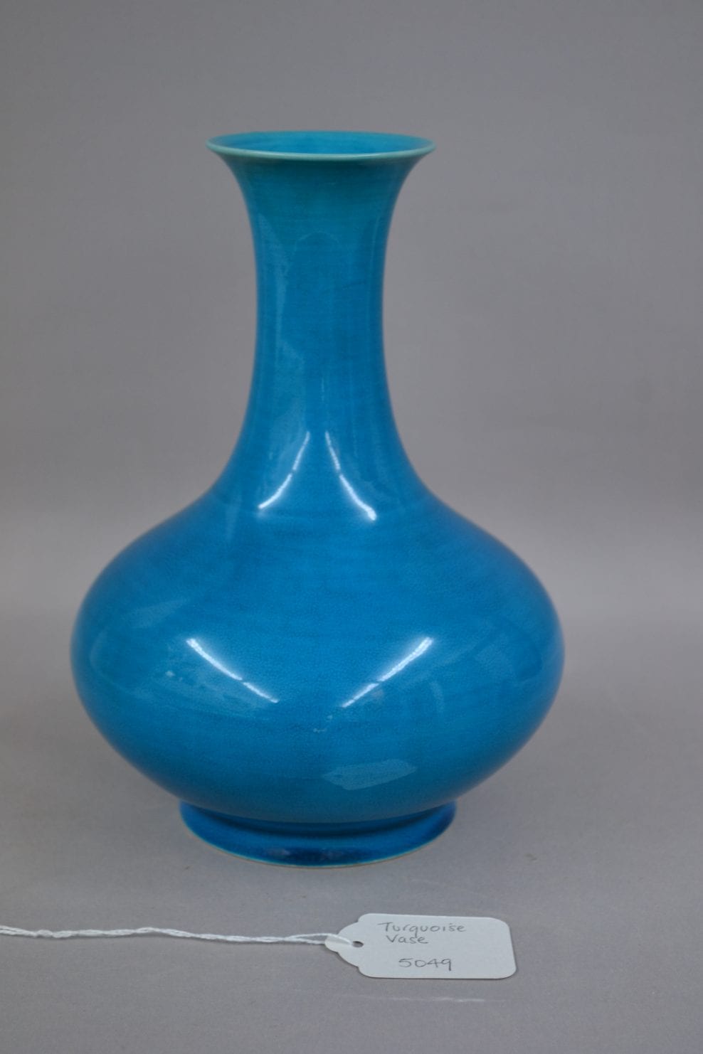 Rare Turquoise Pear Shaped Vase, Qianlong seal mark and of the period 1736 – 1795.