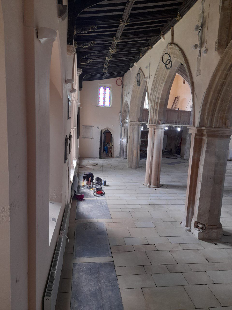 Conservation clean of the Ledger slabs and wall memorials, ST JOHN THE BAPTIST CHURCH, ROYSTON.