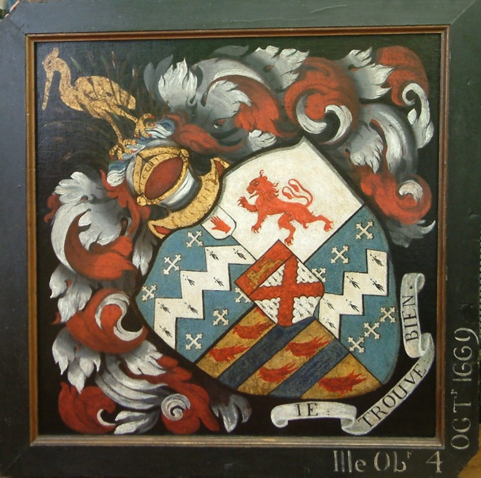 The last hatchment, cleaned and restored, and backing fitted.