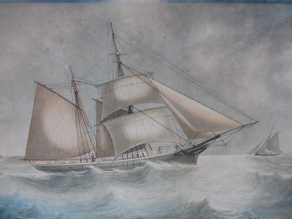 ‘Black Cat’ naive ship painting – conservation & cleaning