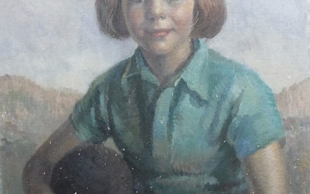 Reattachment of flaking paint to 1950's portrait