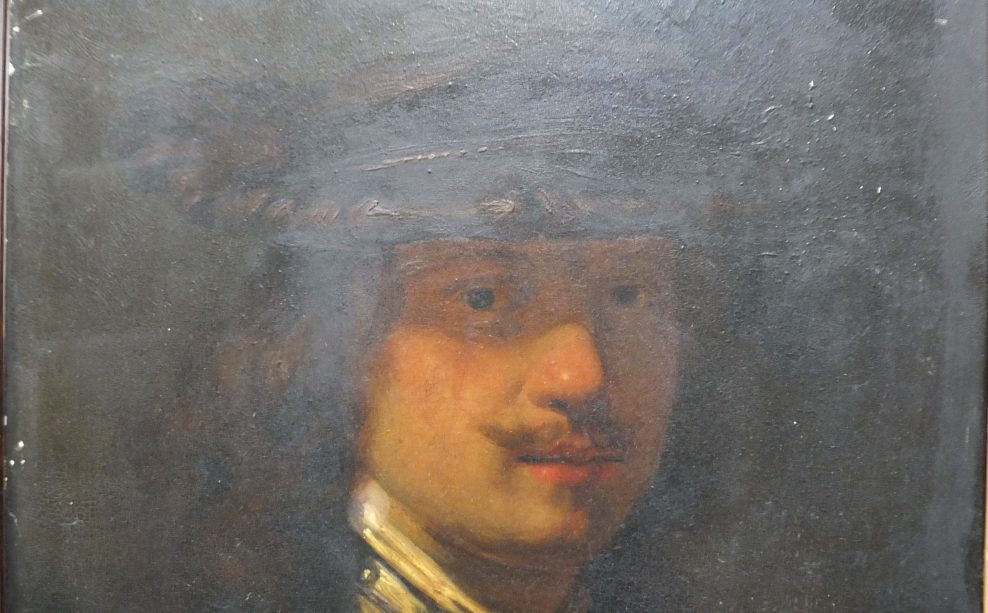 Self portrait with shaded eyes, after Rembrandt or Govaert Flinck